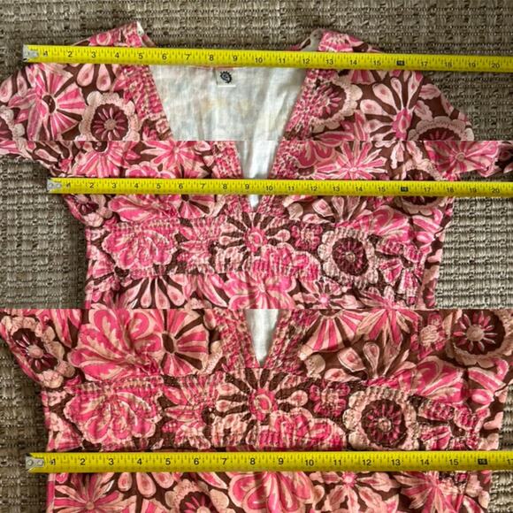 Rare Y2K Johnny Was Boho Tunic – Pink Floral, Bell Sleeves, Size 2 (S) - Picture 5 of 6